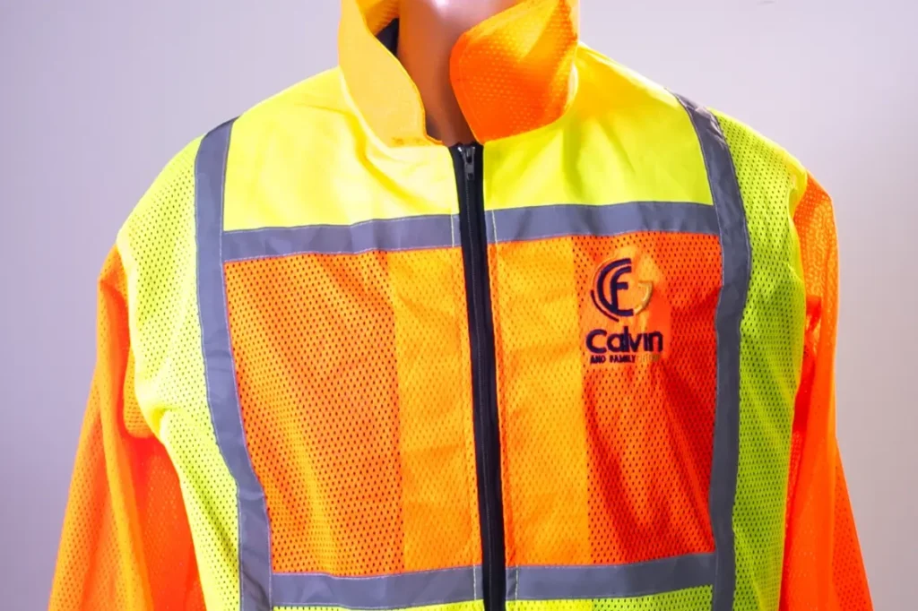 Calvin and Family branded safety vests